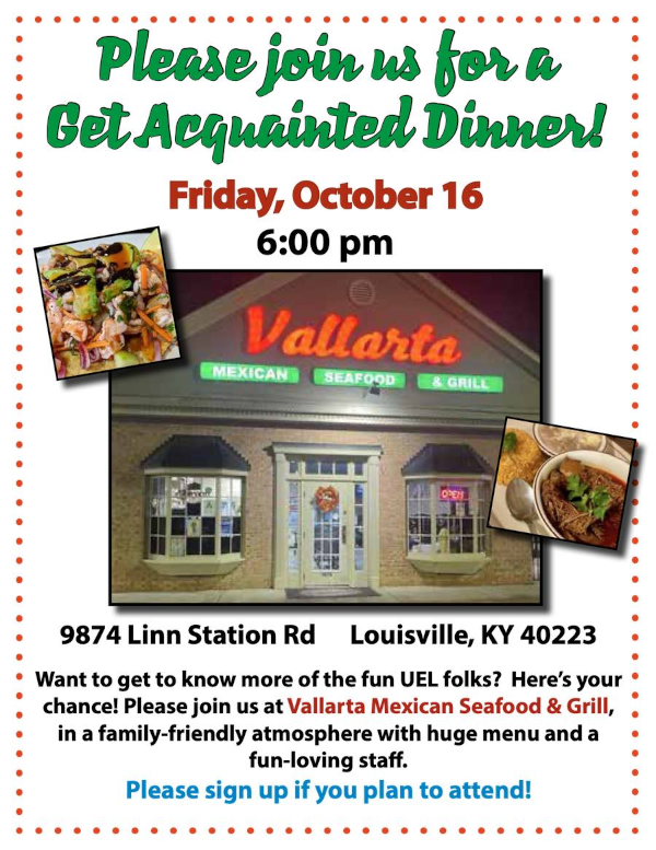 Get Acquainted Dinner October 16