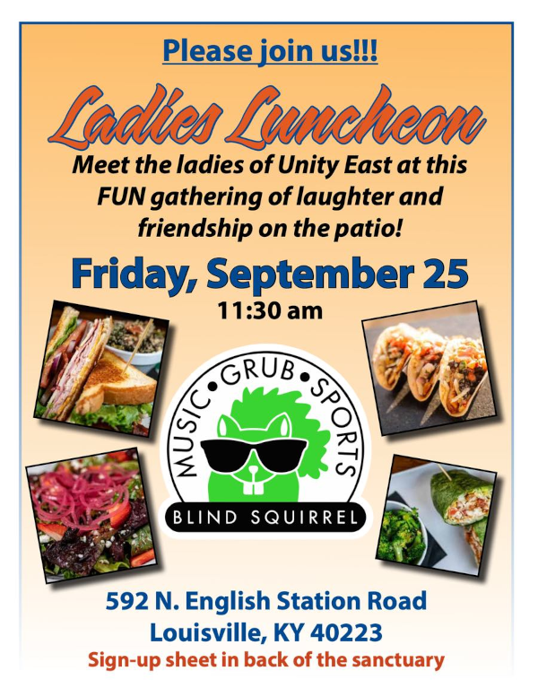Ladies Lunch Sept 25 at Blind Squirrel